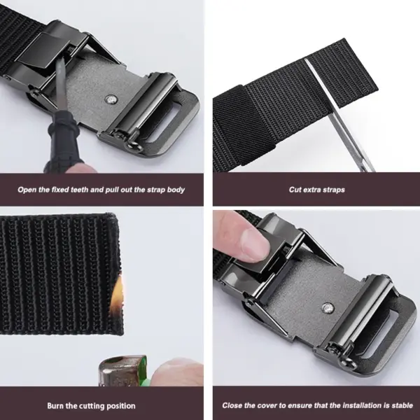 Men's Black Canvas Belt with Automatic Buckle - Image 5