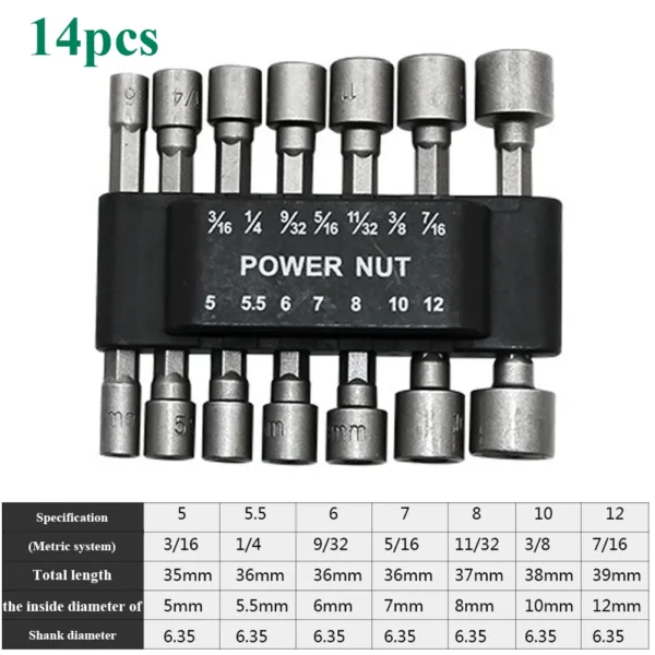 9/14Pcs Hex Socket Screw Driver Set Bits - Image 4