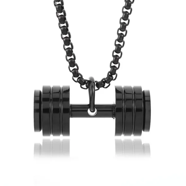 Fashion Barbell Dumbbell Pendant Necklace - Image 25