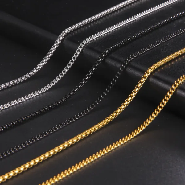 60cm Stainless Steel Box Chain Necklace for Men