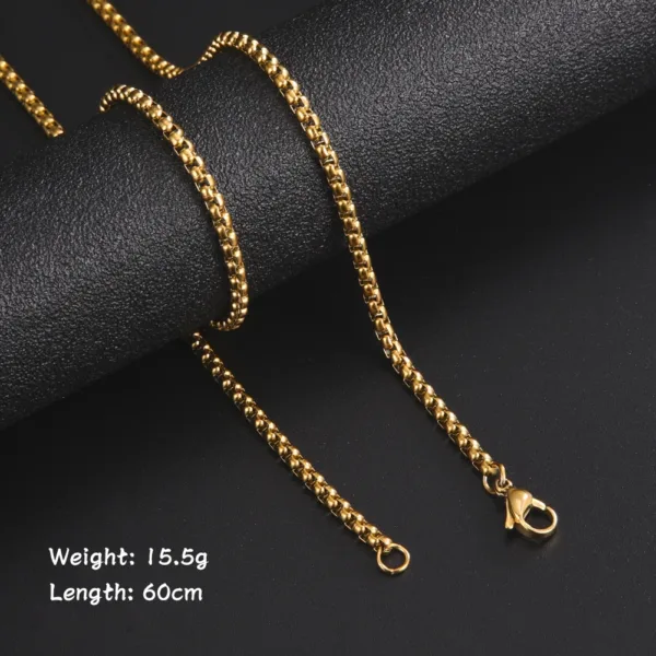 60cm Stainless Steel Box Chain Necklace for Men - Image 5