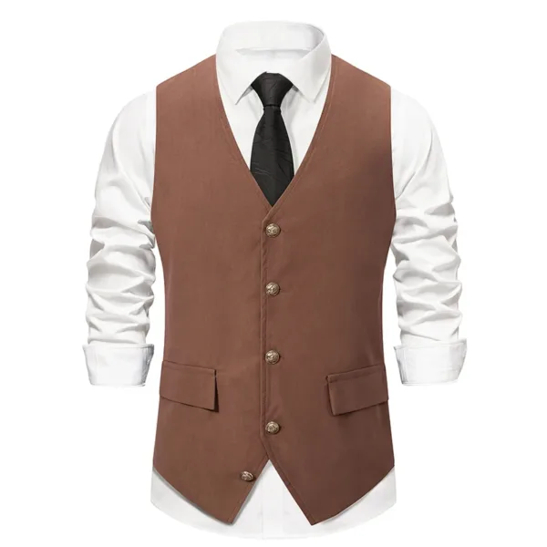 Men's Slim V-neck Wedding Waistcoat Jacket - Image 2