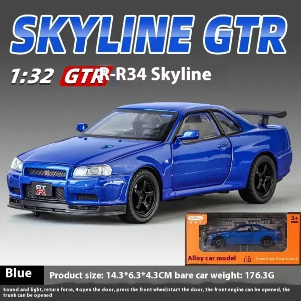 1:32 Nissan GTR R34 Diecast Model Car - Image 3