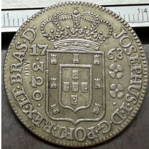 1768 Brazil 320 Reis Jose I Silver Coin Replica - Image 3