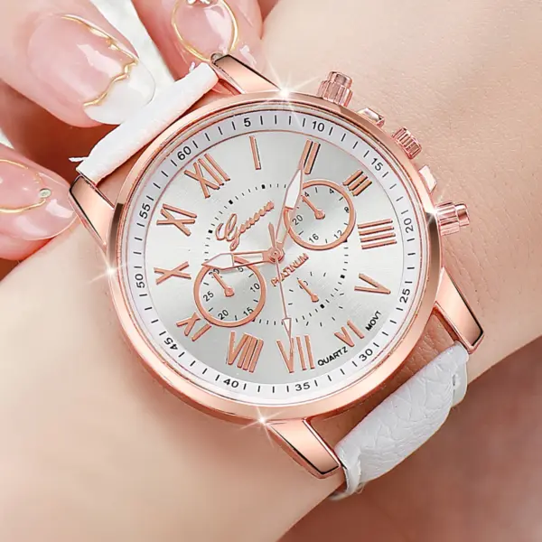 5PCS Women’s Quartz Watches Stylish Leather Bands - Image 4