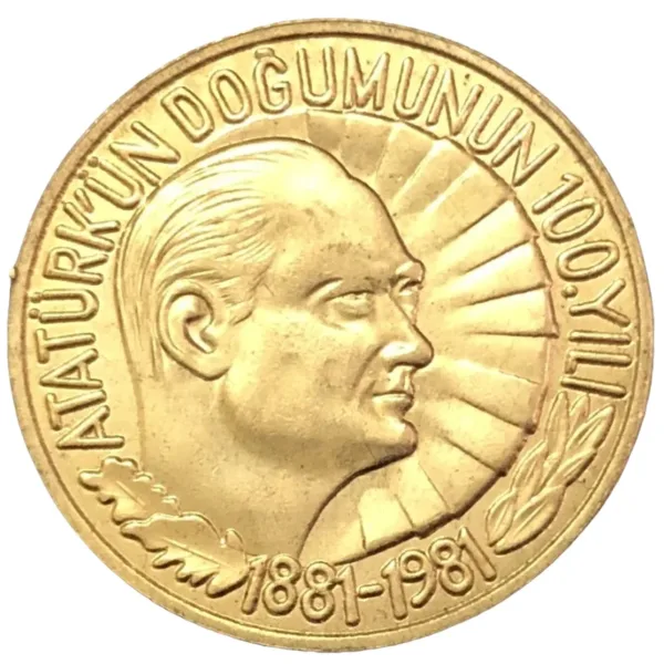 1981 Turkey 1 Lira Gold Plated Copy Coin