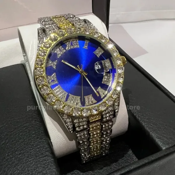 Luxury Hip Hop Quartz Watch with Rhinestones - Image 5