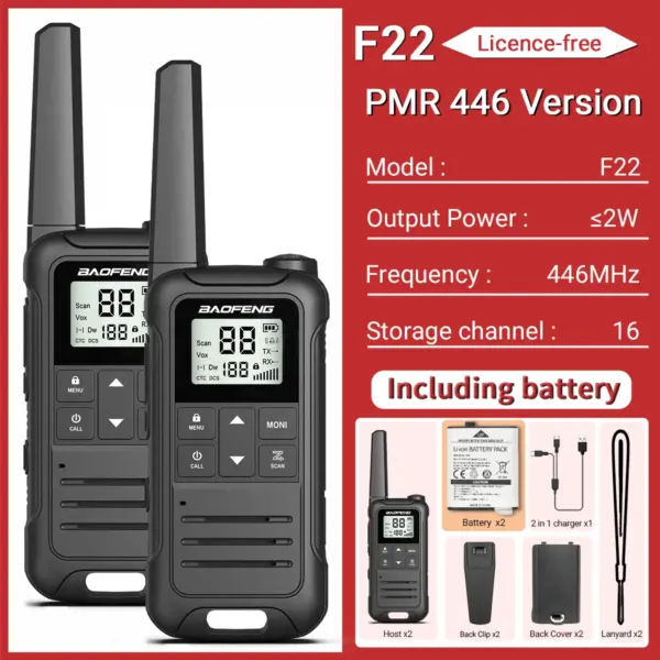 2pcs Baofeng F22 Long Range Walkie Talkies - Image 10