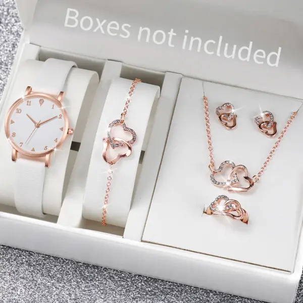 6PC Women's Heart Jewelry Set with Watch