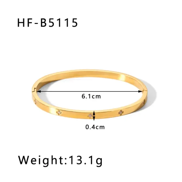 18K Gold Plated Geometric Bangle for Women - Image 10