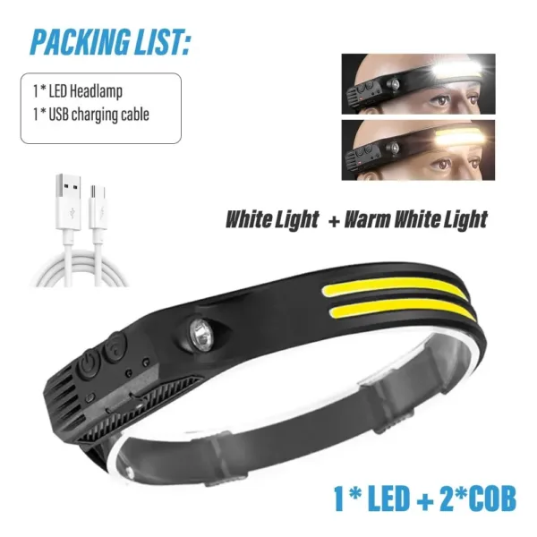 USB Rechargeable COB LED Sensor Headlamp - Image 7