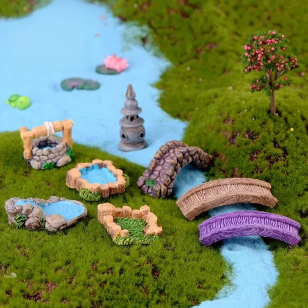 Miniature Fairy Garden Water Well and Bridge - Image 2