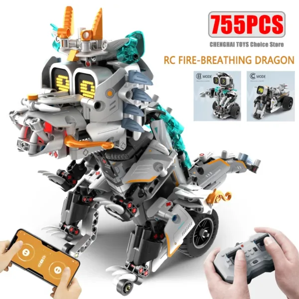 775pcs RC Fire-Breathing Dragon Building Kit