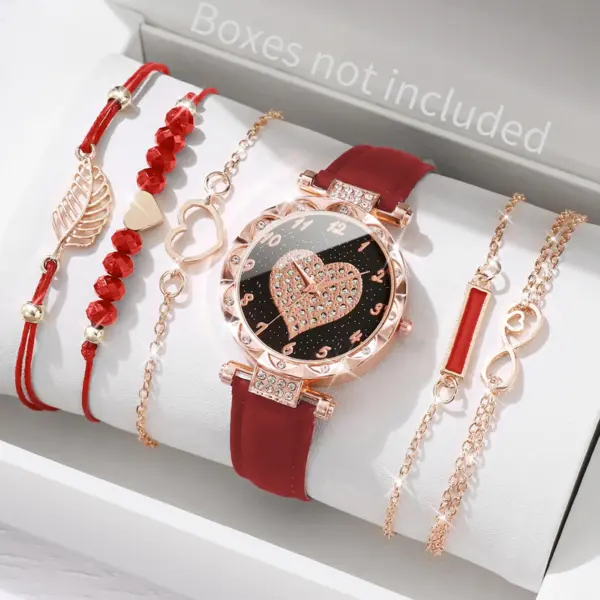 6PCS Women's Quartz Watch and Bracelet Set