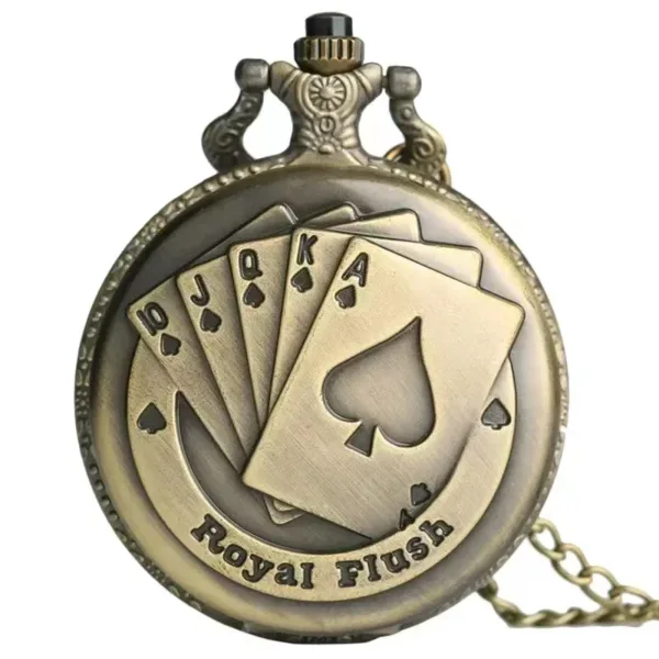 Vintage Poker Design Quartz Pocket Watch - Image 7