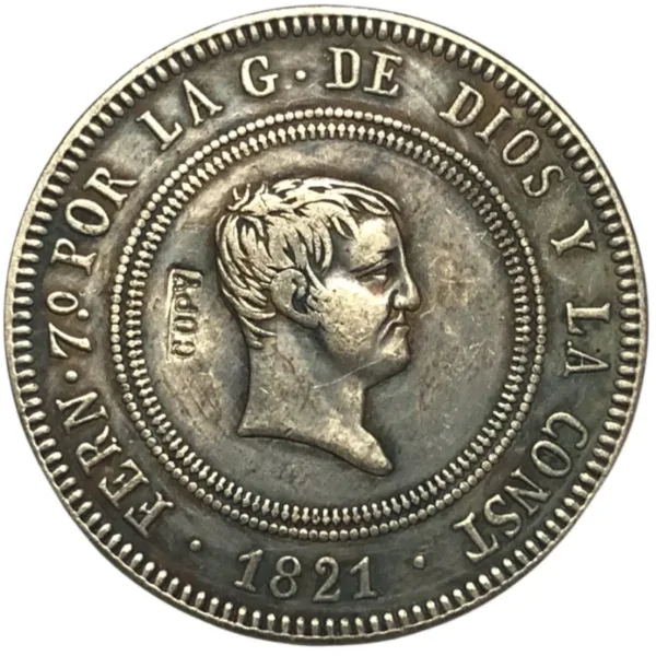 Fernando VII Silver Plated Copy Coin 34mm