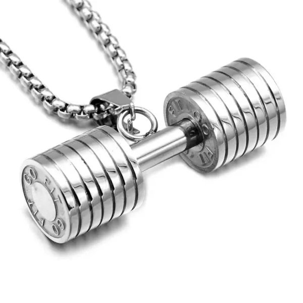 Fashion Barbell Dumbbell Pendant Necklace - Image 4