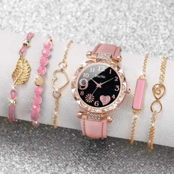 6PCS Heart Dial Women's Watch and Bracelets Set - Image 2