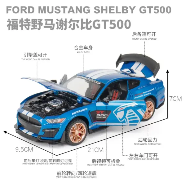 1:24 Ford Mustang Shelby GT500 Diecast Model - Image 6