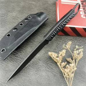 Black Portable Fixed Blade Knife with Sheath