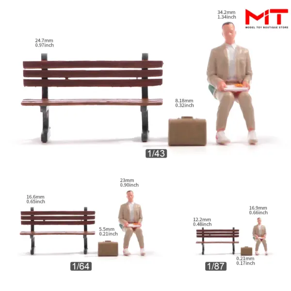 Miniature Model Man on Bench 1/87 to 1/24 - Image 4