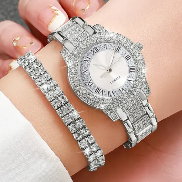 6PC Women's Rhinestone Quartz Watch Set - Image 5