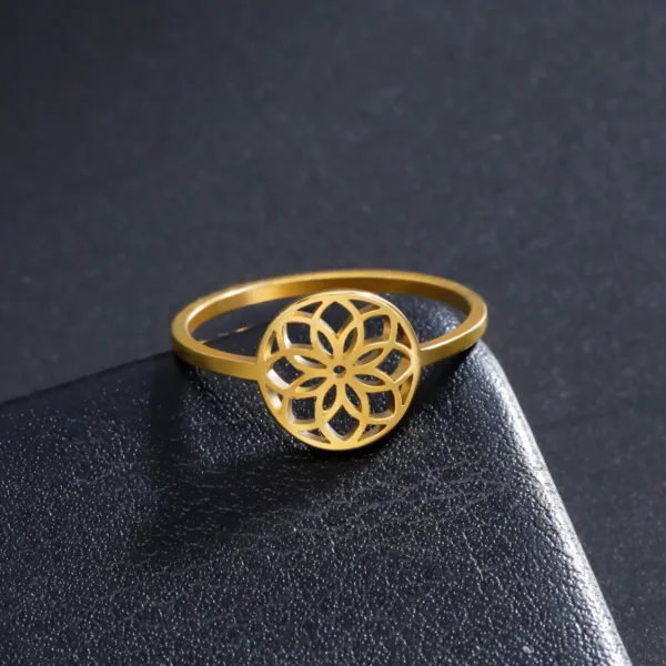 Flower of Life Vintage Stainless Steel Ring - Image 5