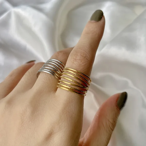 Geometric Multi-Layer Stainless Steel Rings - Image 3