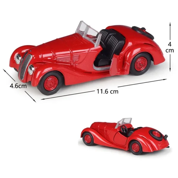 1/36 BMW 328 Diecast Model Retro Car - Image 3