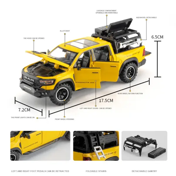 1:32 Scale Dodge RAM 1000 TRX Alloy Model Car - Image 2