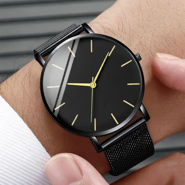 Ultra Thin Men's Quartz Watch with Steel Mesh - Image 5