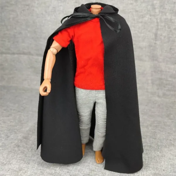 1:6 Scale Black Hooded Cloak for Action Figures - Image 2