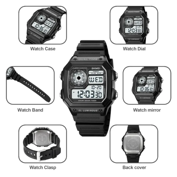 Men's Digital Waterproof Sport Chrono Watch - Image 5