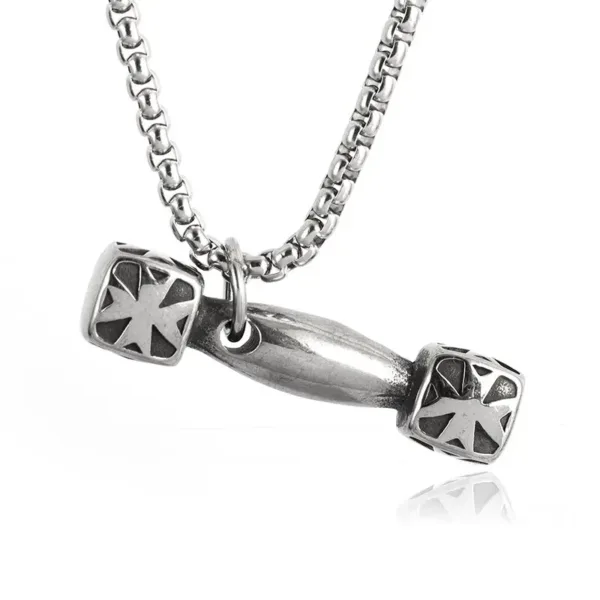 Fashion Barbell Dumbbell Pendant Necklace - Image 11