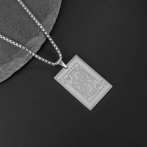 Hip-Hop Iced Out Spades Card Pendant Necklace - Image 9