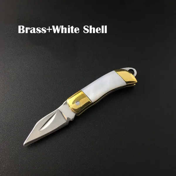 Mini Brass Folding Knife with Shell Handle - Image 25