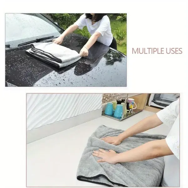 Premium Microfiber Car Cleaning Towel - Gray - Image 3