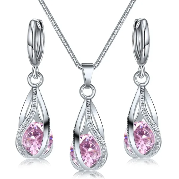 Elegant Silver Necklace and Earrings Set - Image 8