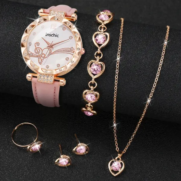 6PCS Women's Rhinestone Watch Jewelry Set - Image 7