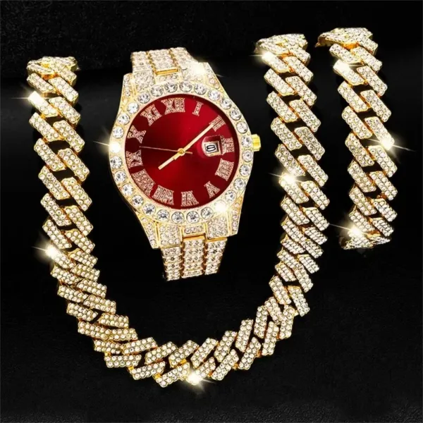 Hip Hop Style Rhinestone Wrist Watch Set - Image 6