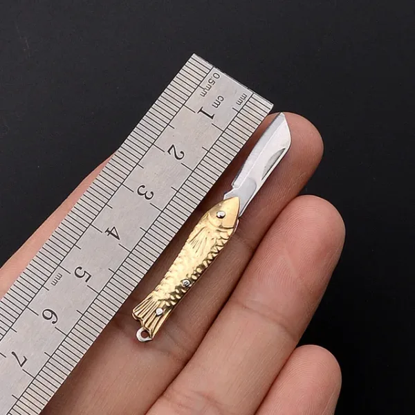 Mini Brass Folding Knife for Keychain EDC - Image 16