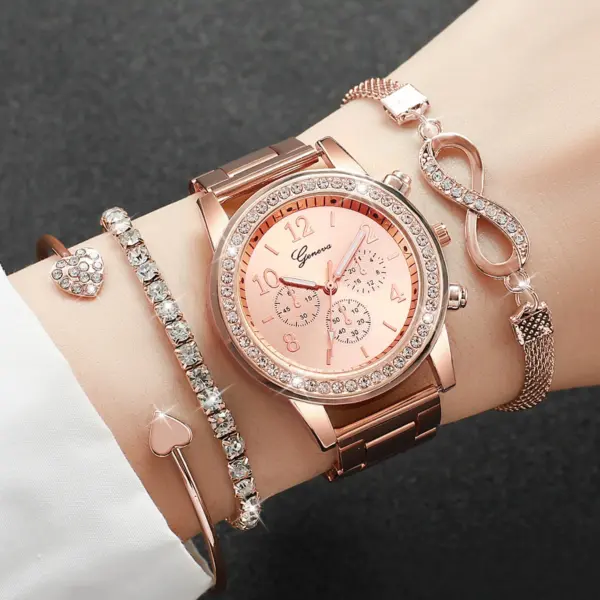 4PCS Women's Quartz Watch and Bracelet Set - Image 4