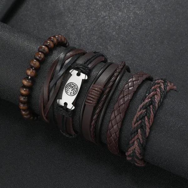 Adjustable Leather and Rope Bracelets Set - Image 9