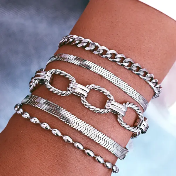 Stylish Stainless Steel Bracelet Set for Women - Image 2