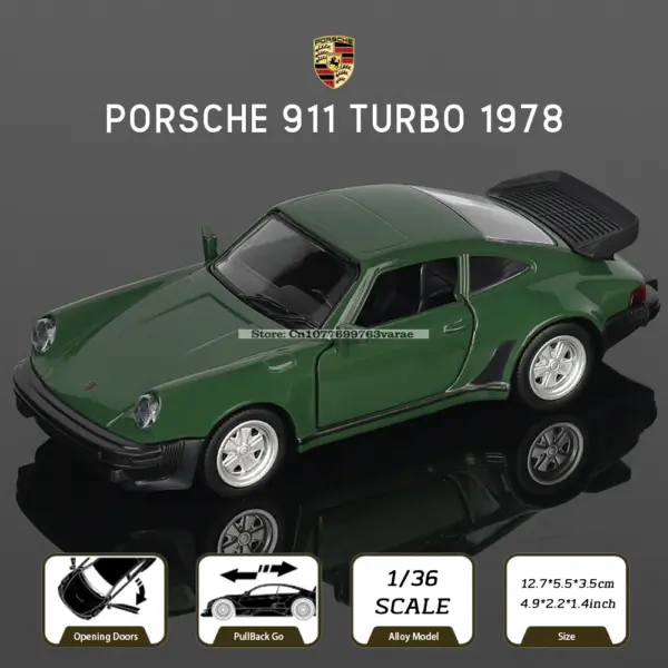 1:36 Diecast Porsche 911 Turbo Model Car - Image 7