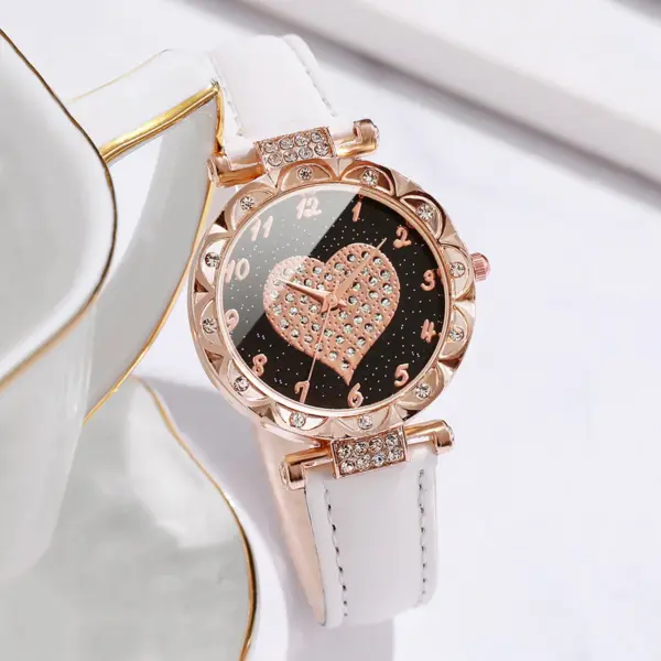 3PCS Women's Rhinestone Heart Dial Quartz Watches - Image 5