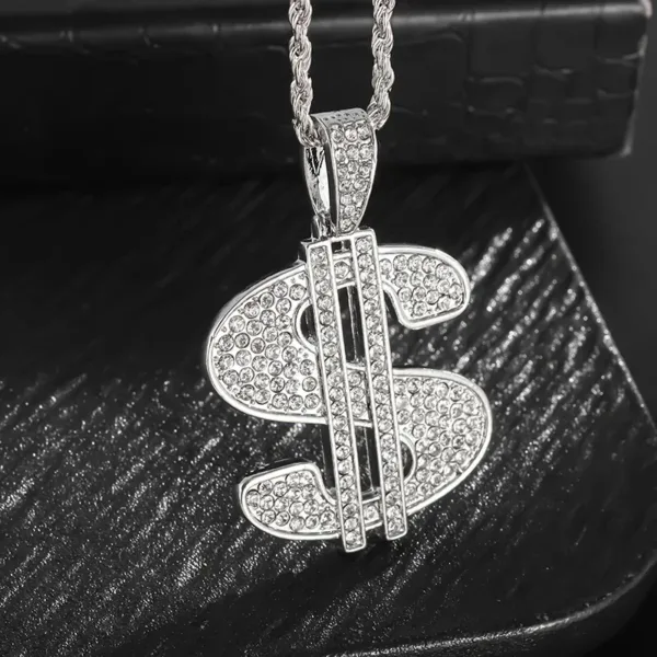 Iced Out Letter Pendant Necklace for Men - Image 29