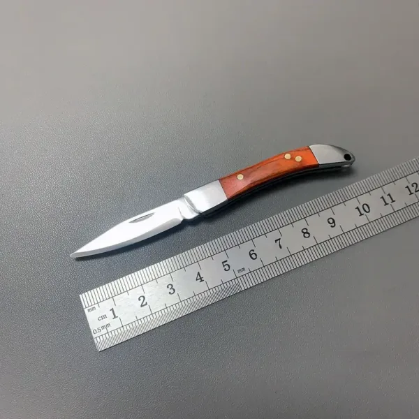 Compact Portable Folding Knife with Wood Handle - Image 8