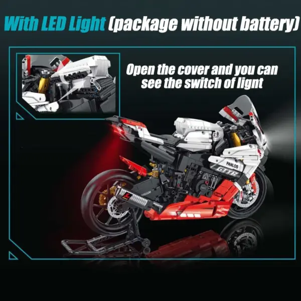 Motorcycle Building Blocks Set with LED Lights - Image 5