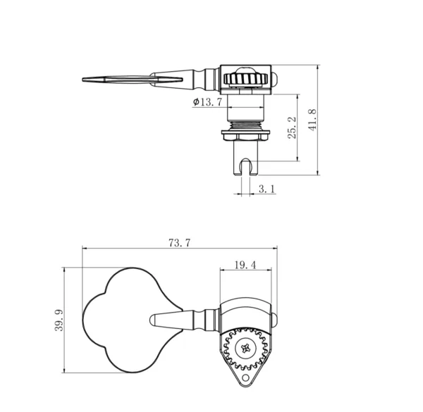 Bass Guitar Tuning Keys Black 1:20 Gear Ratio - Image 7